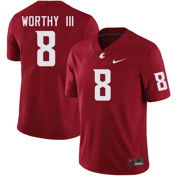 Men #8 Kenny Worthy III Washington State Cougars College Football Jerseys Stitched-Crimson